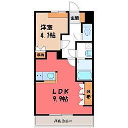 クレシアB 1LDKの間取図画像