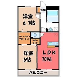 リヴァージュ参番館 2LDKの間取図画像