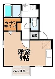ベルデボナール ワンルームの間取図画像