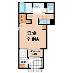 メゾン カルム ワンルームの間取図画像