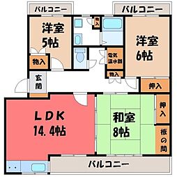 JR東北本線 古河駅 徒歩6分の賃貸マンション 1階3LDKの間取り
