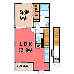 秩父鉄道 東行田駅 徒歩10分の賃貸アパート 2階1LDKの間取り