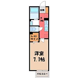 JR東北本線 古河駅 徒歩26分の賃貸アパート 2階1Kの間取り