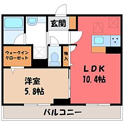 湘南新宿ライン宇須 古河駅 徒歩27分の賃貸アパート 1階1LDKの間取り