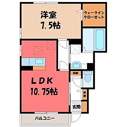 湘南新宿ライン宇須 古河駅 徒歩22分の賃貸アパート 1階1LDKの間取り