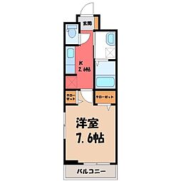 ヒカルサ熊谷サウス 1Kの間取図画像
