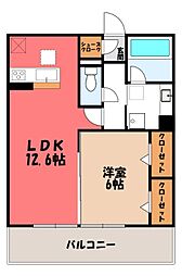 熊谷市万平町1丁目アパート 1LDKの間取図画像