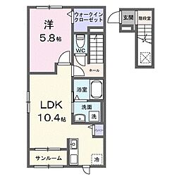 ヒカルサ羽生 サウス 1LDKの間取図画像
