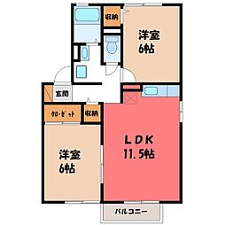 ラフィーネ安野A 2LDKの間取図画像