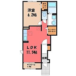 ヒカルサ深谷上野台 1LDKの間取図画像