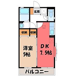 ハイム九曜2 1DKの間取図画像