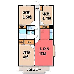 グランディール 3LDKの間取図画像