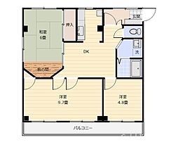 第2ホワイトヒルズ 3DKの間取図画像