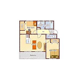Re-Rooms明野西 2LDKの間取図画像