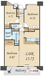 エステ・スクエア蕨 3LDKの間取図画像