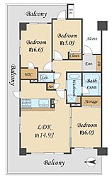 レクセルアベニュー西新井 3LDKの間取図画像