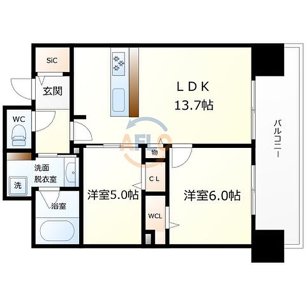 クレストコート同心 ｜大阪府大阪市北区同心2丁目(賃貸マンション2LDK・5階・57.23㎡)の写真 その2