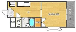 BUBBIESセンリヤマ 1DKの間取図画像
