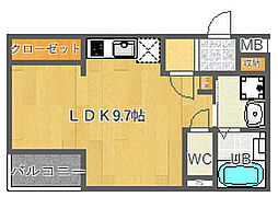 ロイヤルコート千里山 1Kの間取図画像