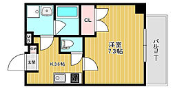 アルバス千里山 1Kの間取図画像