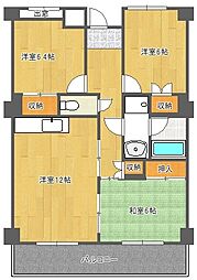 JR東海道・山陽本線 千里丘駅 徒歩18分の賃貸マンション 1階3LDKの間取り