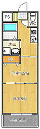 ヴィラほった2 2Kの間取図画像
