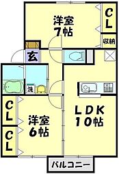 アネシス 2LDKの間取図画像