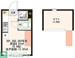 コンフォール板橋 ワンルームの間取図画像