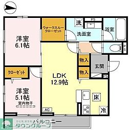 ヴェルデ 2LDKの間取図画像