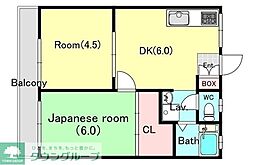 ルナ・ハイツ 2DKの間取図画像