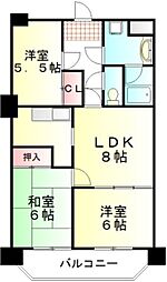 クリソベール本丸 3LDKの間取図画像