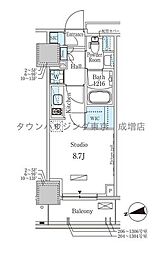 パークアクシス赤塚 ワンルームの間取図画像
