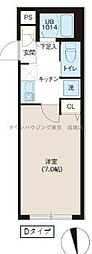 REPUREHASUNERESIDENCE2 1Kの間取図画像