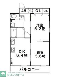 グラース・ビ高島平 2DKの間取図画像