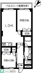 コーポ第3糀屋 2LDKの間取図画像