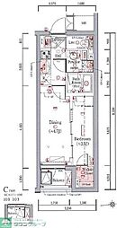 プレール・ドゥーク赤塚 1DKの間取図画像