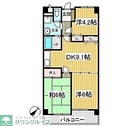 学園サンパール 3DKの間取図画像