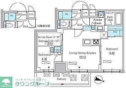 パークアクシス板橋本町ステーションゲート 3階2LDKの間取り