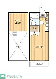 都営三田線 板橋本町駅 徒歩5分の賃貸アパート 1階ワンルームの間取り
