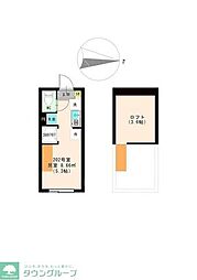 都営大江戸線 練馬春日町駅 徒歩7分の賃貸アパート 2階ワンルームの間取り