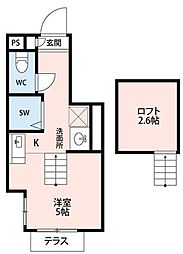 東京メトロ副都心線 地下鉄成増駅 徒歩15分の賃貸アパート 1階ワンルームの間取り