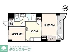 東武東上線 大山駅 徒歩3分の賃貸マンション 5階2Kの間取り