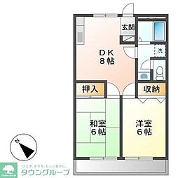 東武東上線 成増駅 徒歩20分の賃貸アパート 1階2DKの間取り
