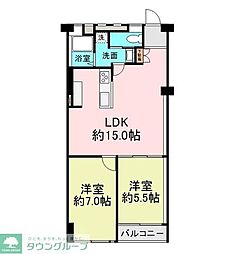 東武東上線 上板橋駅 徒歩1分の賃貸マンション 6階2LDKの間取り