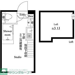 都営三田線 板橋区役所前駅 徒歩3分の賃貸アパート 1階ワンルームの間取り