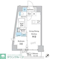 東武東上線 大山駅 徒歩8分の賃貸マンション 2階1LDKの間取り