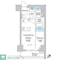 東武東上線 大山駅 徒歩8分の賃貸マンション 2階1LDKの間取り