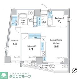 東武東上線 大山駅 徒歩8分の賃貸マンション 6階3LDKの間取り