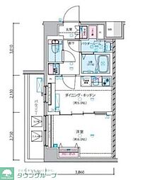 ジェノヴィア練馬春日町スカイガーデン 1DKの間取図画像
