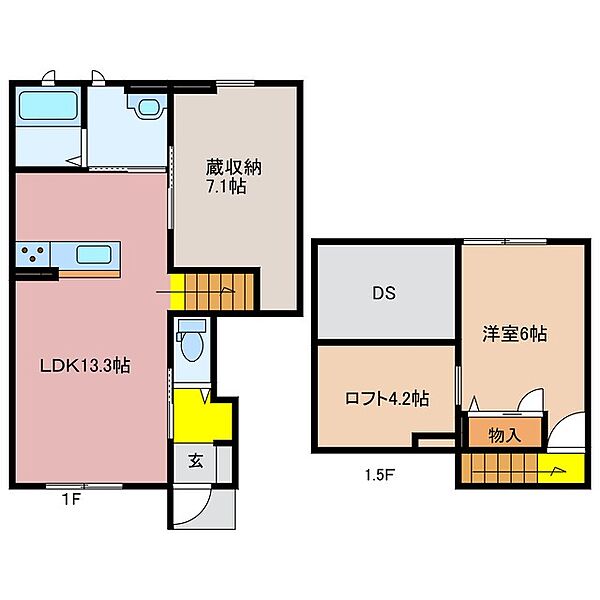 Kuramore de CoCo 102｜三重県四日市市蒔田４丁目(賃貸アパート1LDK・1階・45.00㎡)の写真 その2